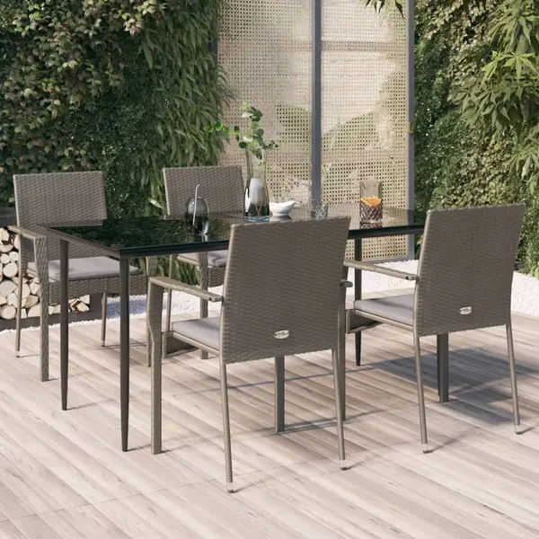 Gossi set mobilier gradina cu perne, 5 piese, negru si gri, poliratan