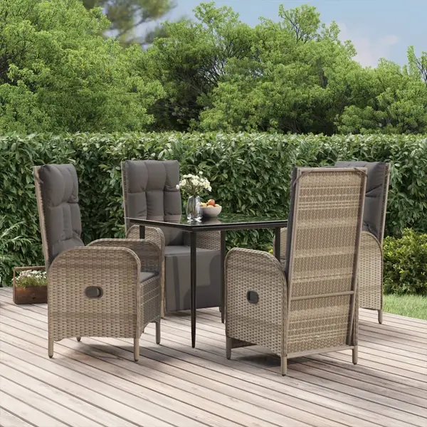 Gossi set mobilier gradina cu perne, 5 piese, negru si gri, poliratan