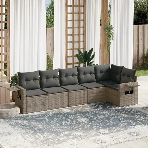 Gossi set mobilier gradina cu perne, 6 piese, gri, poliratan
