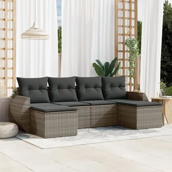 Gossi set mobilier gradina cu perne, 6 piese, gri, poliratan