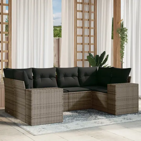 Gossi set mobilier gradina cu perne, 6 piese, gri, poliratan
