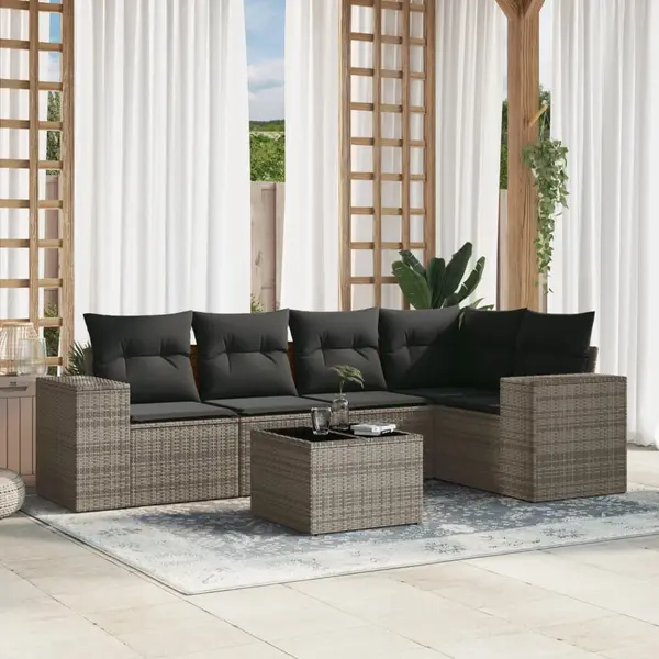 Gossi set mobilier gradina cu perne, 6 piese, gri, poliratan