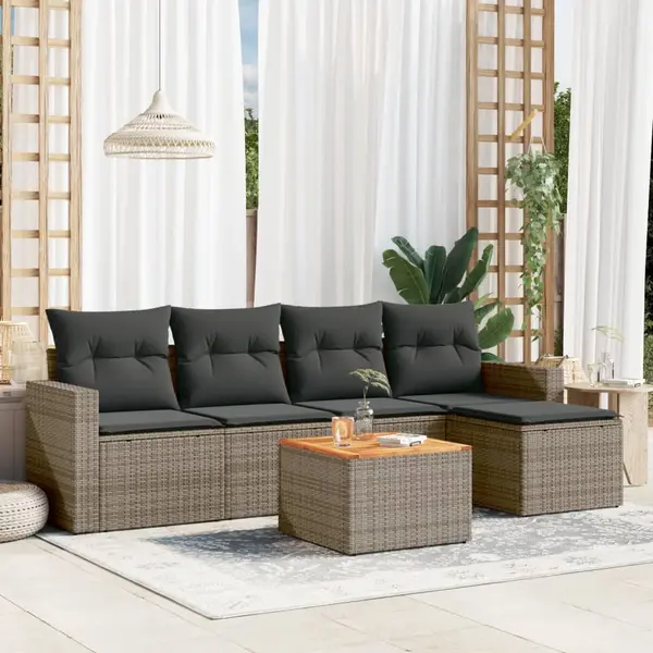 Gossi set mobilier gradina cu perne, 6 piese, gri, poliratan