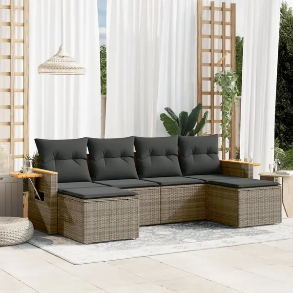 Gossi set mobilier gradina cu perne, 6 piese, gri, poliratan
