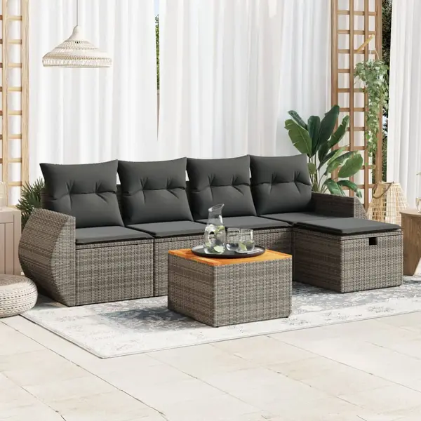 Gossi set mobilier gradina cu perne, 6 piese, gri, poliratan