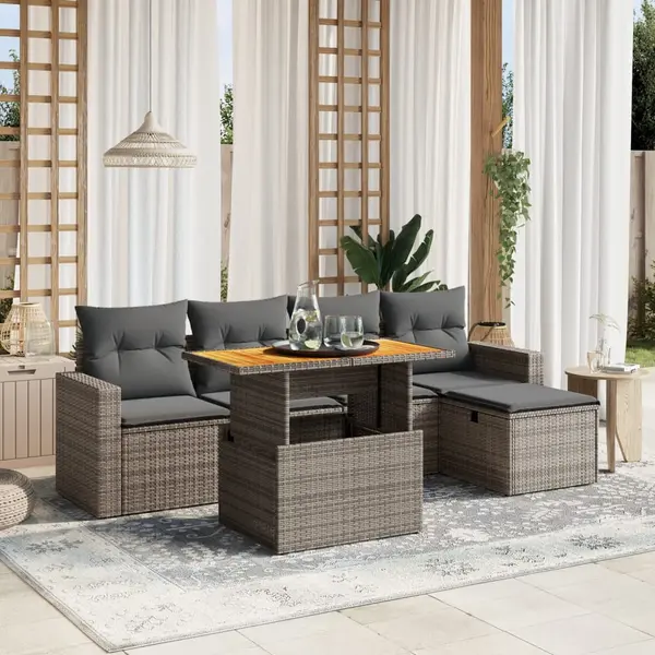 Gossi set mobilier gradina cu perne, 6 piese, gri, poliratan