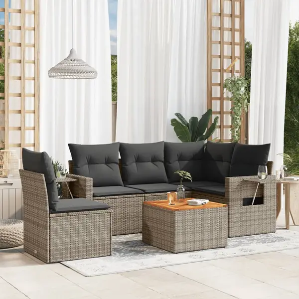 Gossi set mobilier gradina cu perne, 6 piese, gri, poliratan