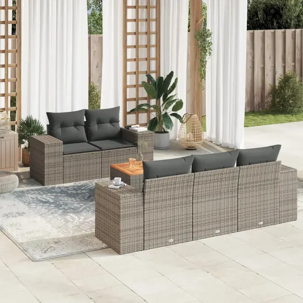 Gossi set mobilier gradina cu perne, 6 piese, gri, poliratan