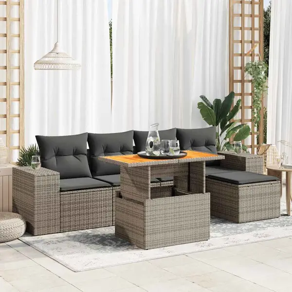 Gossi set mobilier gradina cu perne, 6 piese, gri, poliratan