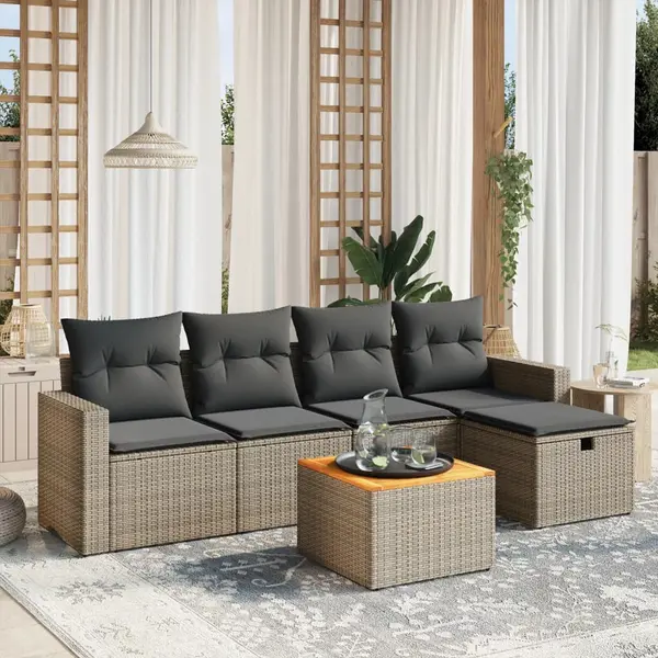 Gossi set mobilier gradina cu perne, 6 piese, gri, poliratan