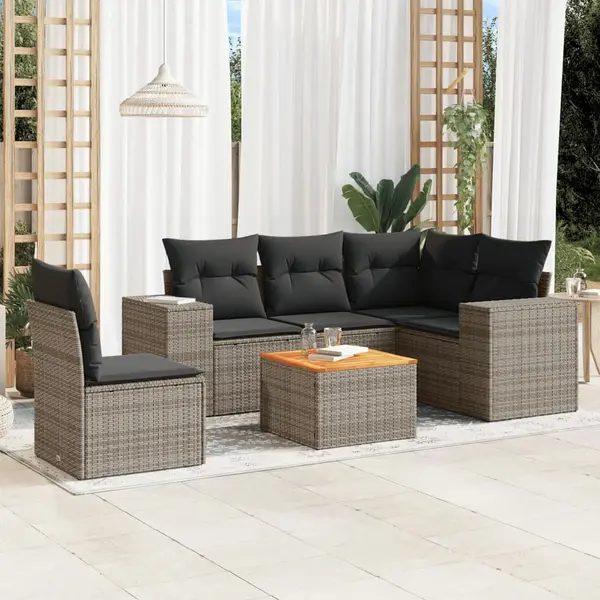 Gossi set mobilier gradina cu perne, 6 piese, gri, poliratan