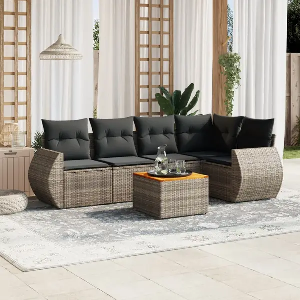 Gossi set mobilier gradina cu perne, 6 piese, gri, poliratan