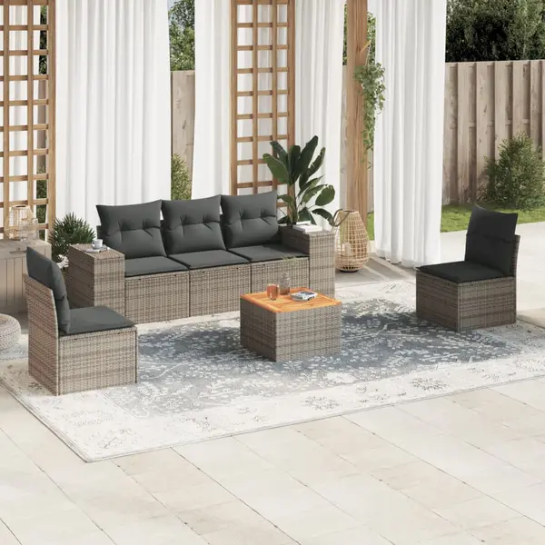 Gossi set mobilier gradina cu perne, 6 piese, gri, poliratan