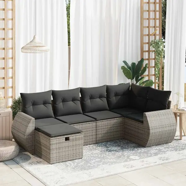 Gossi set mobilier gradina cu perne, 6 piese, gri, poliratan