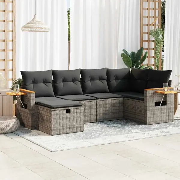 Gossi set mobilier gradina cu perne, 6 piese, gri, poliratan