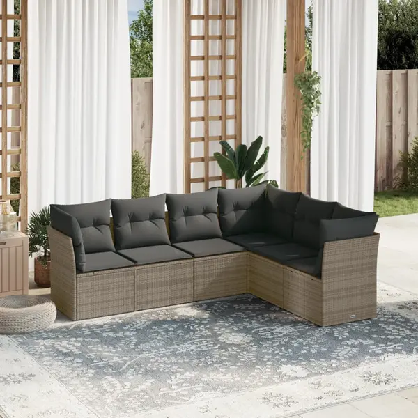 Gossi set mobilier gradina cu perne, 6 piese, gri, poliratan