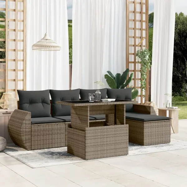 Gossi set mobilier gradina cu perne, 6 piese, gri, poliratan
