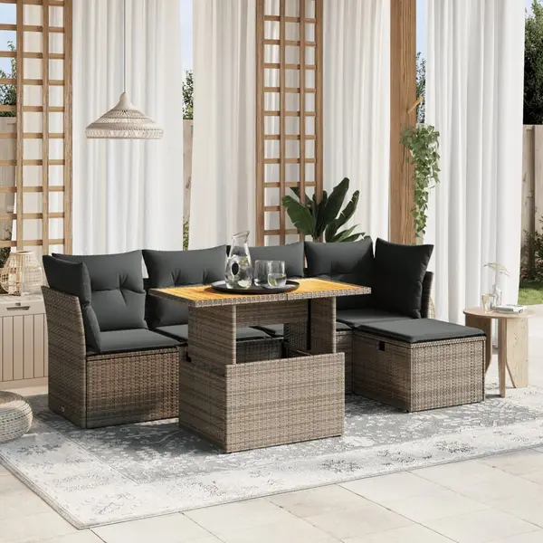 Gossi set mobilier gradina cu perne, 6 piese, gri, poliratan