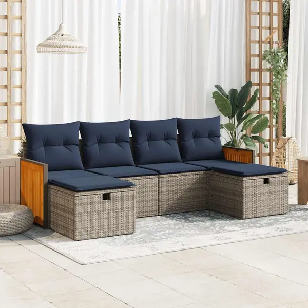 Gossi set mobilier gradina cu perne, 6 piese, gri, poliratan