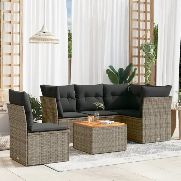 Gossi set mobilier gradina cu perne, 6 piese, gri, poliratan