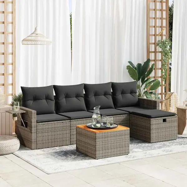 Gossi set mobilier gradina cu perne, 6 piese, gri, poliratan