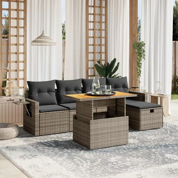 Gossi set mobilier gradina cu perne, 6 piese, gri, poliratan