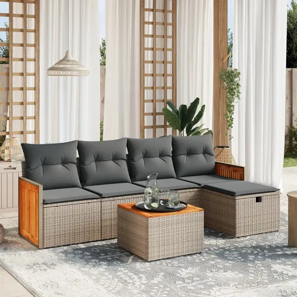 Gossi set mobilier gradina cu perne, 6 piese, gri, poliratan