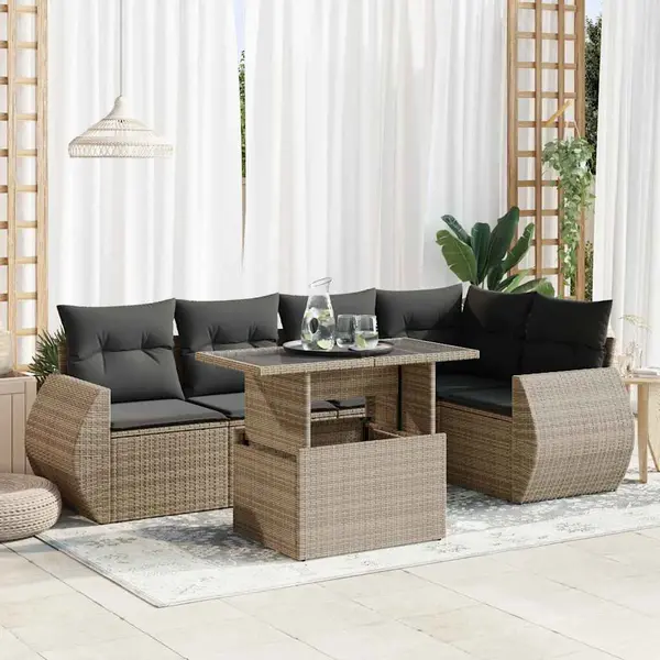 Gossi set mobilier gradina cu perne, 6 piese, gri, poliratan