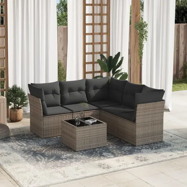 Gossi set mobilier gradina cu perne, 6 piese, gri, poliratan