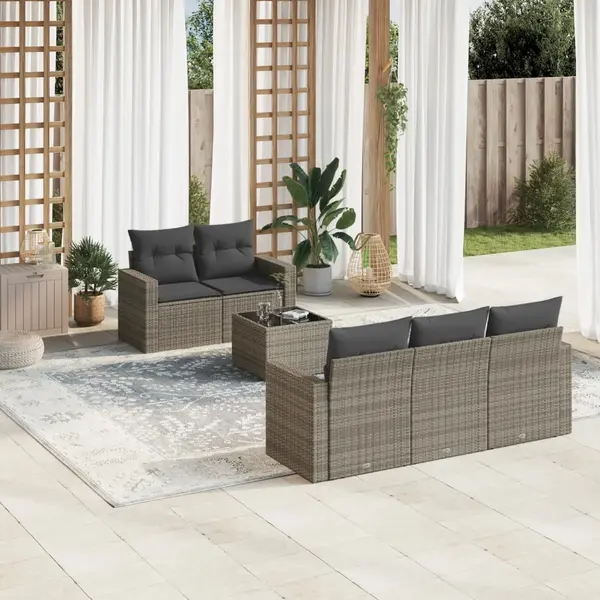 Gossi set mobilier gradina cu perne, 6 piese, gri, poliratan