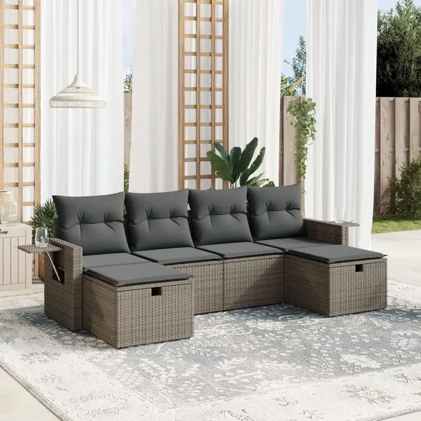 Gossi set mobilier gradina cu perne, 6 piese, gri, poliratan