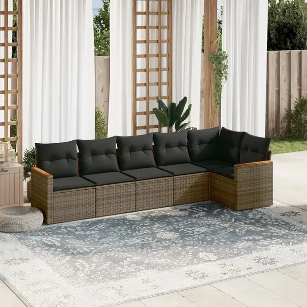 Gossi set mobilier gradina cu perne, 6 piese, gri, poliratan