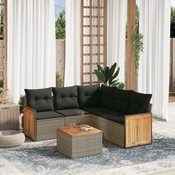 Gossi set mobilier gradina cu perne, 6 piese, gri, poliratan