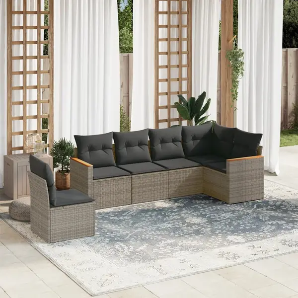 Gossi set mobilier gradina cu perne, 6 piese, gri, poliratan