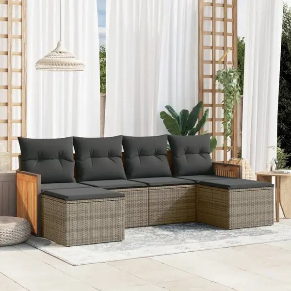 Gossi set mobilier gradina cu perne, 6 piese, gri, poliratan
