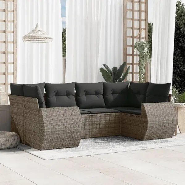 Gossi set mobilier gradina cu perne, 6 piese, gri, poliratan