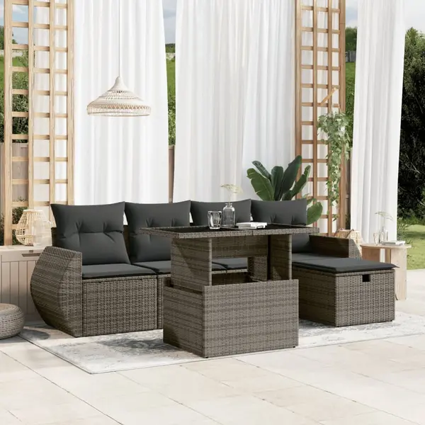Gossi set mobilier gradina cu perne, 6 piese, gri, poliratan