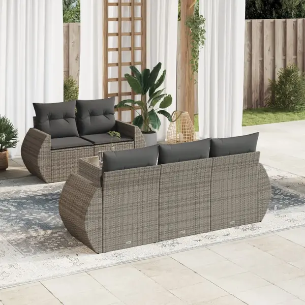 Gossi set mobilier gradina cu perne, 6 piese, gri, poliratan