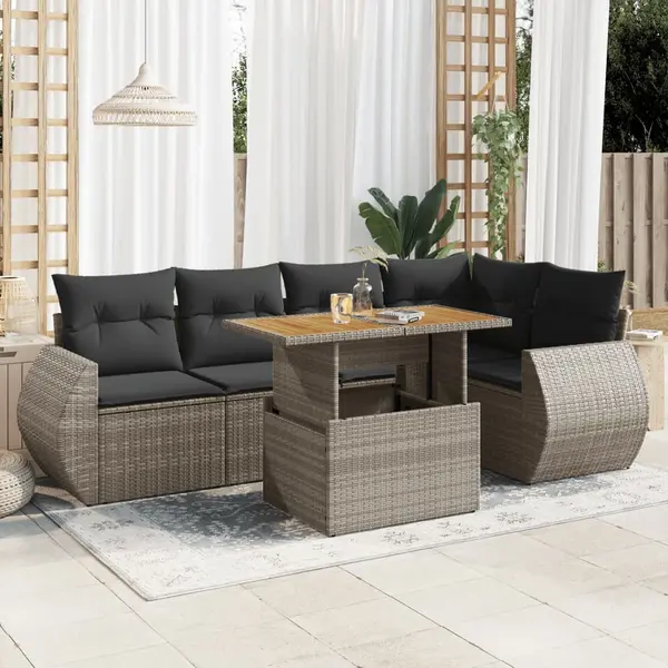 Gossi set mobilier gradina cu perne, 6 piese, gri, poliratan