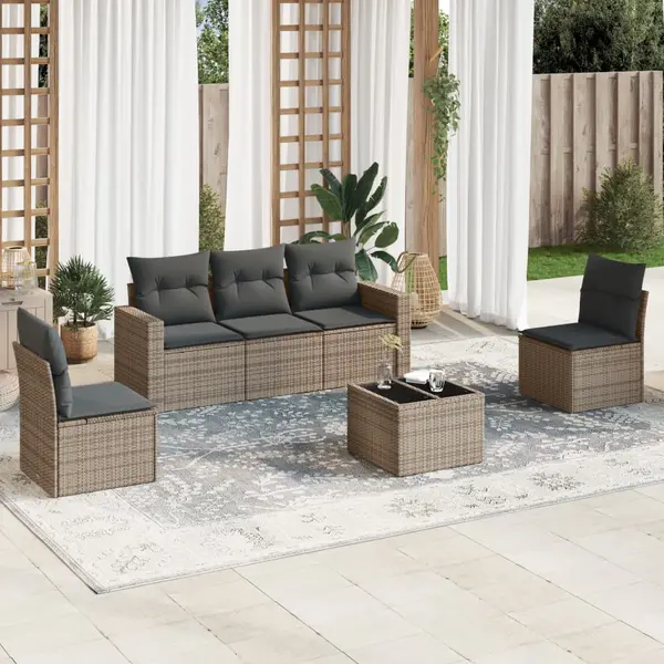 Gossi set mobilier gradina cu perne, 6 piese, gri, poliratan