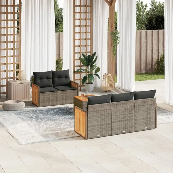 Gossi set mobilier gradina cu perne, 6 piese, gri, poliratan
