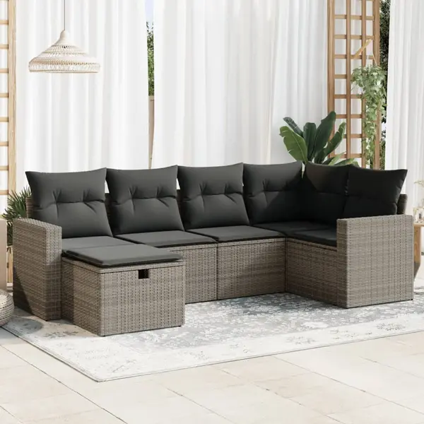 Gossi set mobilier gradina cu perne, 6 piese, gri, poliratan