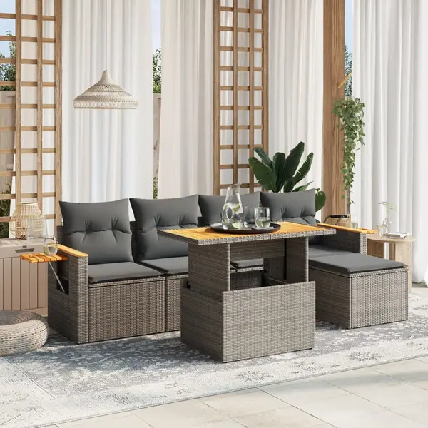 Gossi set mobilier gradina cu perne, 6 piese, gri, poliratan