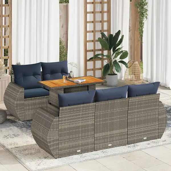 Gossi set mobilier gradina cu perne, 6 piese, gri, poliratan