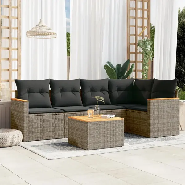 Gossi set mobilier gradina cu perne, 6 piese, gri, poliratan
