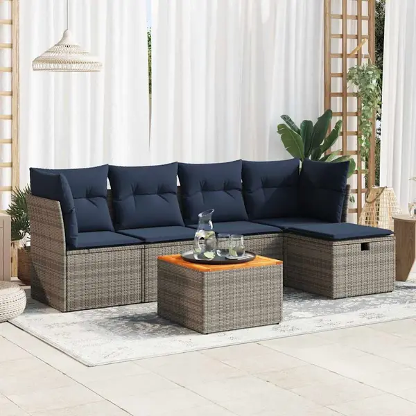 Gossi set mobilier gradina cu perne, 6 piese, gri, poliratan