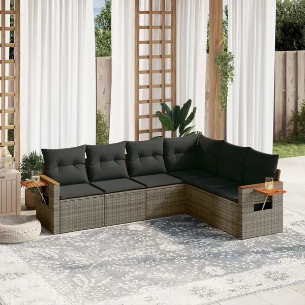 Gossi set mobilier gradina cu perne, 6 piese, gri, poliratan