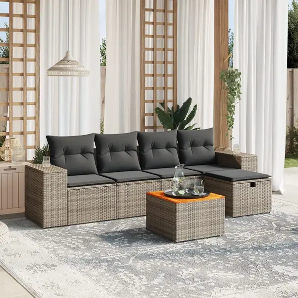 Gossi set mobilier gradina cu perne, 6 piese, gri, poliratan