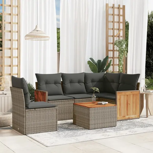 Gossi set mobilier gradina cu perne, 6 piese, gri, poliratan