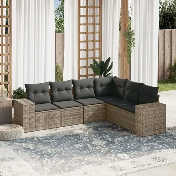 Gossi set mobilier gradina cu perne, 6 piese, gri, poliratan